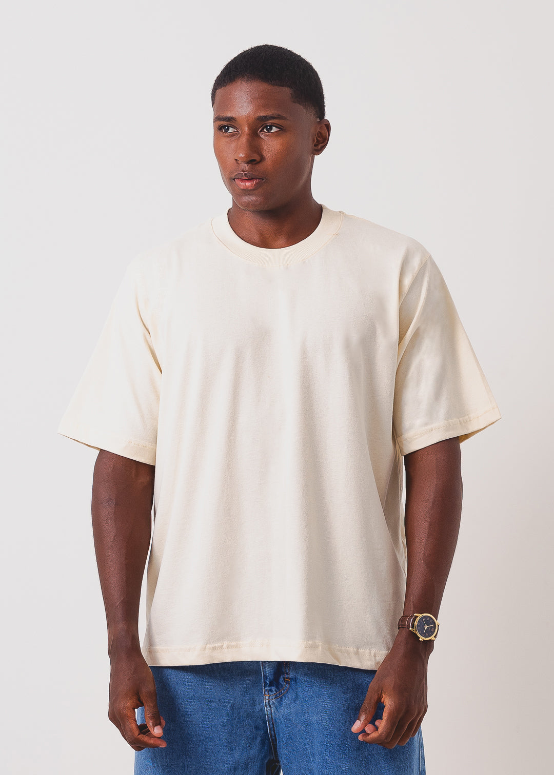 Tshirt Boxy Streetwear 100% algodão - Off White