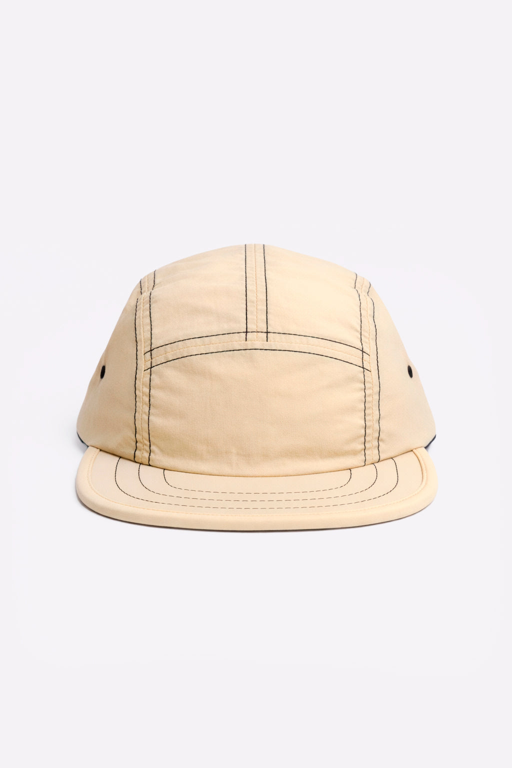 Boné Five Panel Bege com Linha Marrom