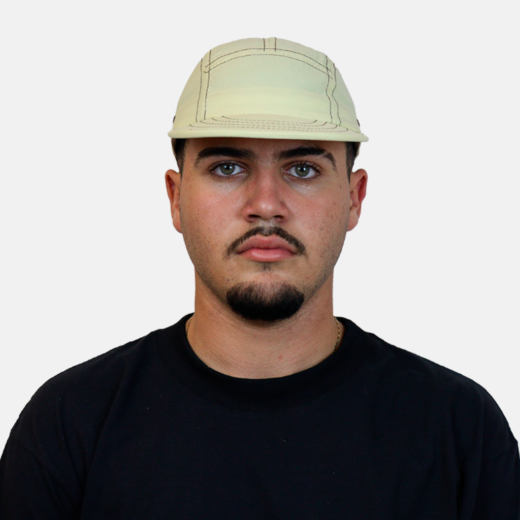 Boné Five Panel Bege com Linha Marrom