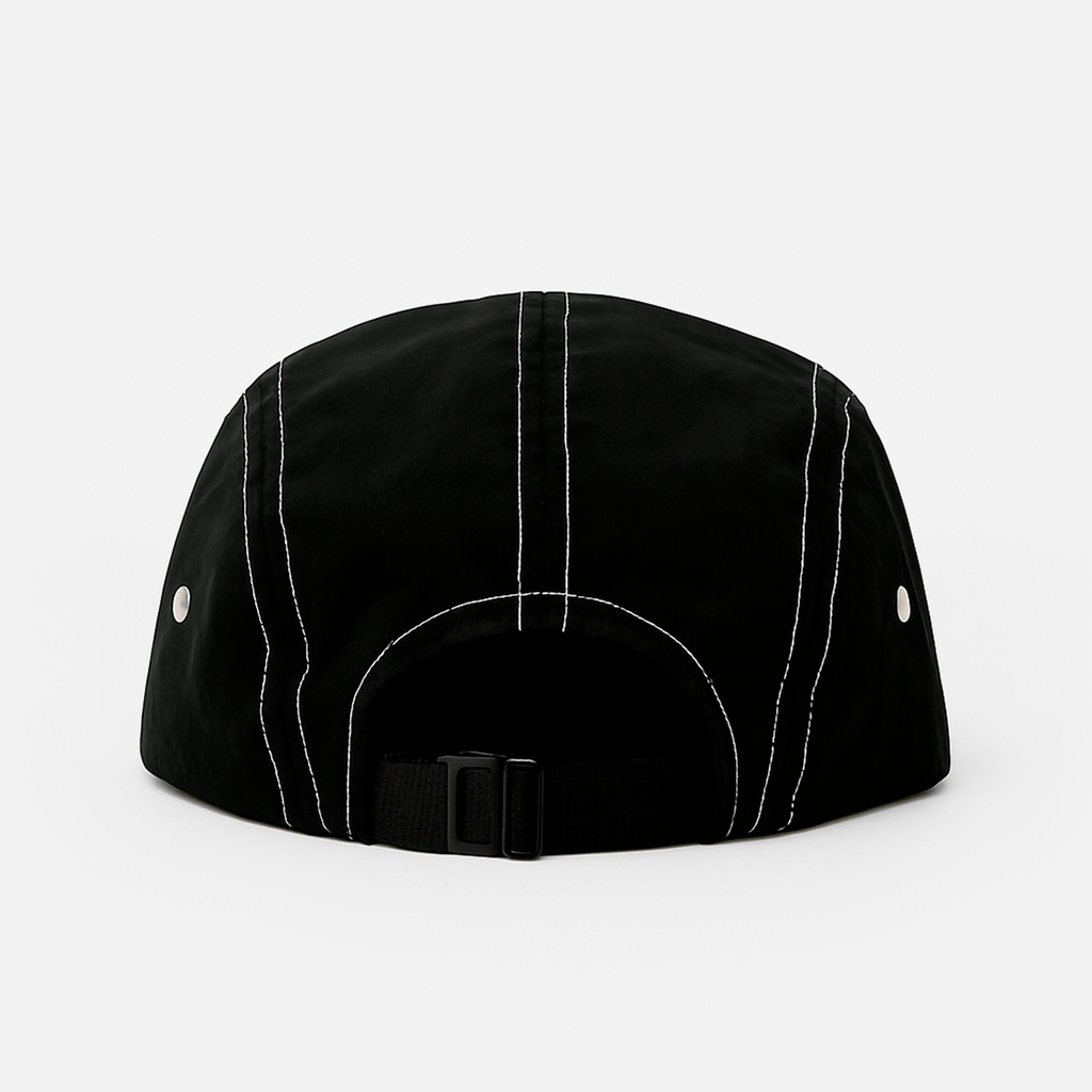 Boné Five Panel Preto com Linha Branca