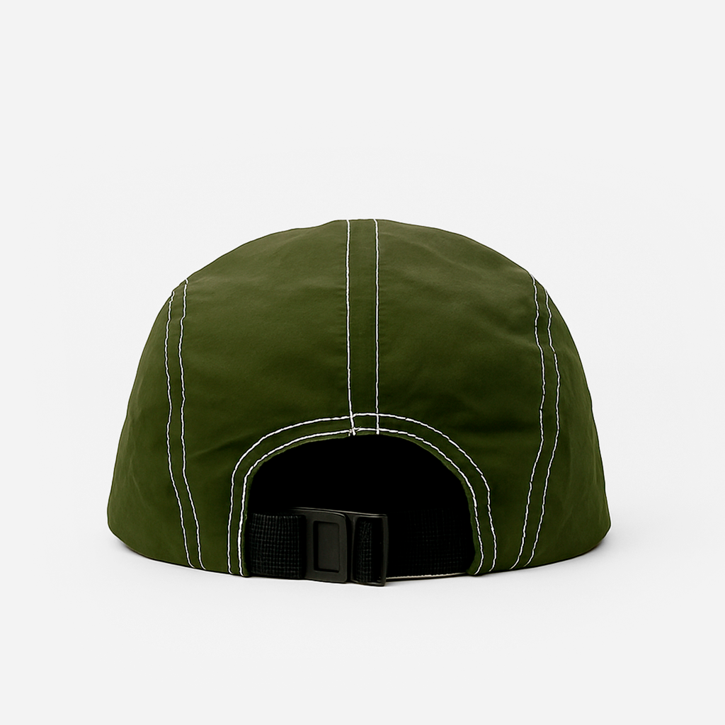 Boné Five Panel Streetwear Verde com Linha Branca