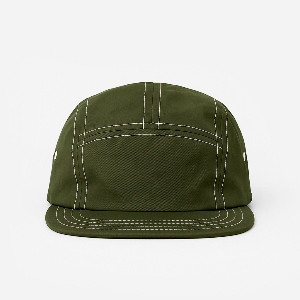 Boné Five Panel Streetwear Verde com Linha Branca